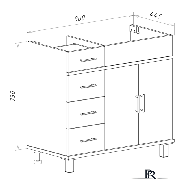  Misty Купер - 90 Тумба напольная с 4 ящ. правая, белая эмаль - П-Куп01090-0124ЯП - Изображение №6 — Интернет-магазин ПроЗаказ