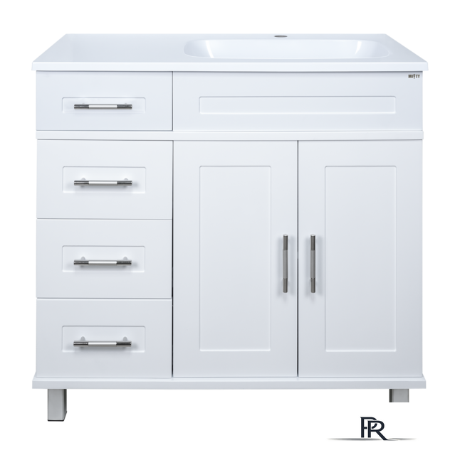  Misty Купер - 90 Тумба напольная с 4 ящ. правая, белая эмаль - П-Куп01090-0124ЯП - Изображение №1 — Интернет-магазин ПроЗаказ