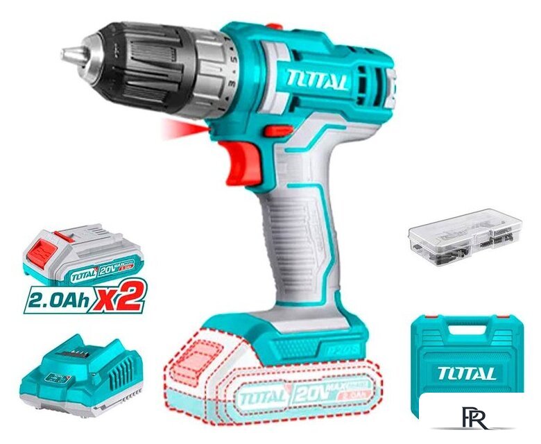 Дрель-шуруповерт Total TDLI200528 (с 2-мя АКБ, кейс, набор оснастки) - Изображение №1 — Интернет-магазин ПроЗаказ