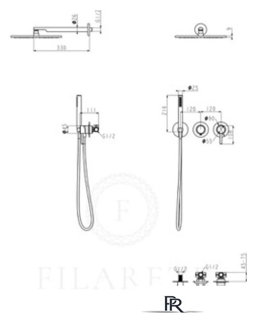 Душевая система  Filarete FL1030 (Черный матовый) - Изображение №2 — Интернет-магазин ПроЗаказ