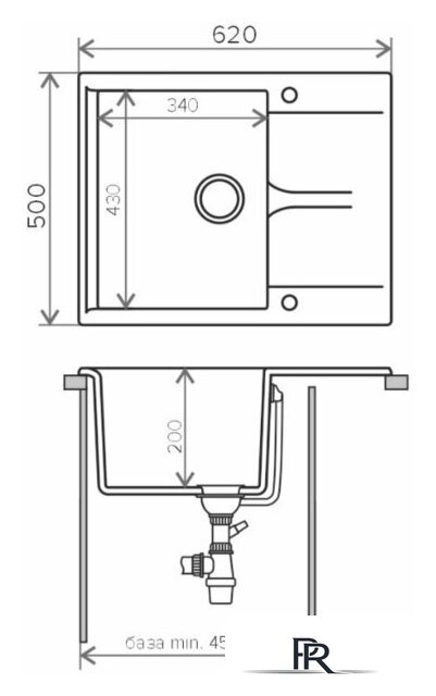 Кухонная мойка Polygran Gals 620 (черный 16) - Изображение №2 — Интернет-магазин ПроЗаказ