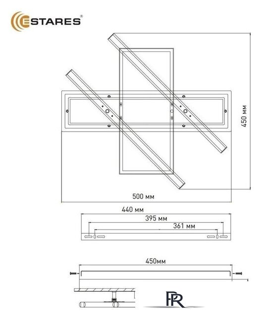 Припотолочная люстра Estares Palla 110W 3S-APP-500x460x80-BLACK/WHITE/CLEAR-220-IP20 - Изображение №9 — Интернет-магазин ПроЗаказ