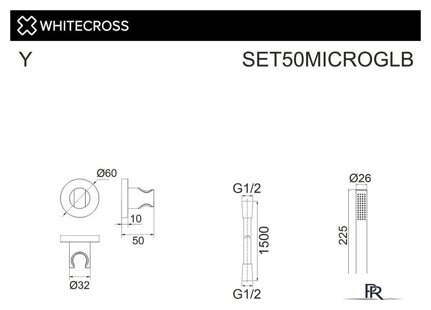 Душевой гарнитур  Whitecross SET50MICROGLB (брашированное золото) - Изображение №2 — Интернет-магазин ПроЗаказ