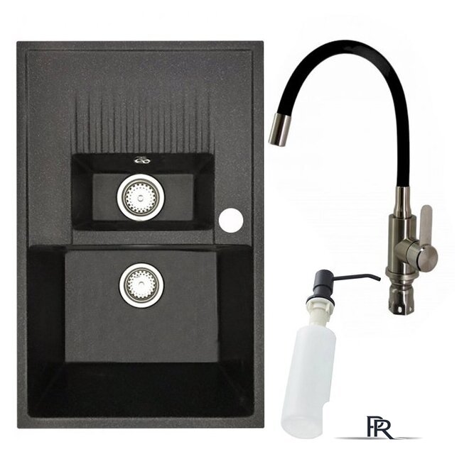 Кухонная мойка БелЭворс Forma R + смеситель W74004-2 + дозатор L405F (черный) - Изображение №1 — Интернет-магазин ПроЗаказ