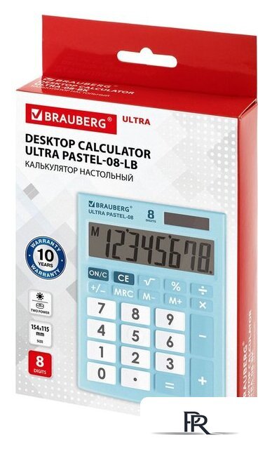 Бухгалтерский калькулятор BRAUBERG Ultra Pastel-08-LB 250513 (голубой) - Изображение №10 — Интернет-магазин ПроЗаказ