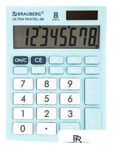 Бухгалтерский калькулятор BRAUBERG Ultra Pastel-08-LB 250513 (голубой) - Изображение №1 — Интернет-магазин ПроЗаказ
