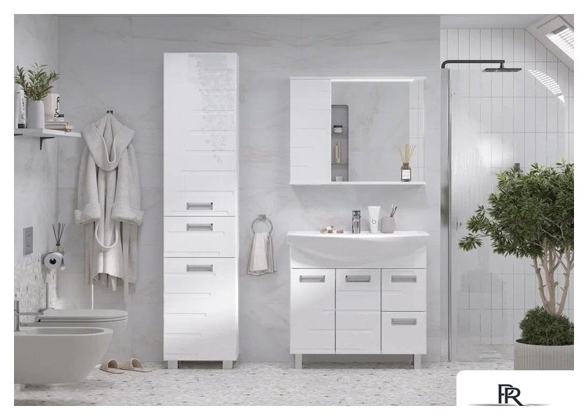  Volna Шкаф с зеркалом Joli 80 L (белый) - Изображение №4 — Интернет-магазин ПроЗаказ