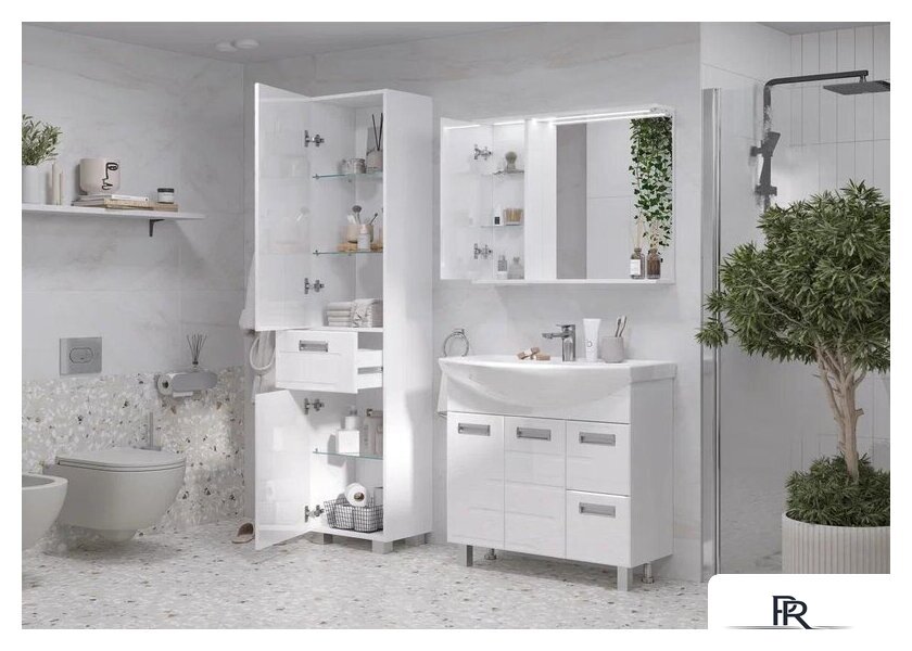  Volna Шкаф с зеркалом Joli 80 L (белый) - Изображение №5 — Интернет-магазин ПроЗаказ