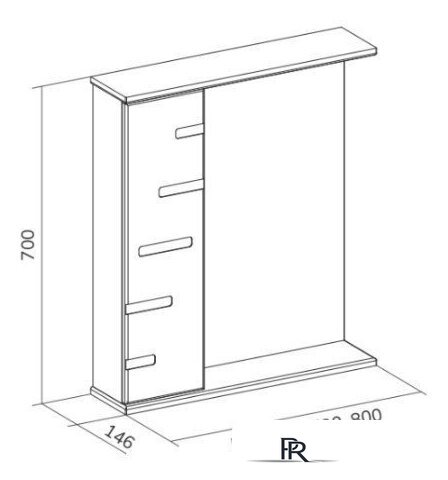  Volna Шкаф с зеркалом Joli 80 L (белый) - Изображение №7 — Интернет-магазин ПроЗаказ