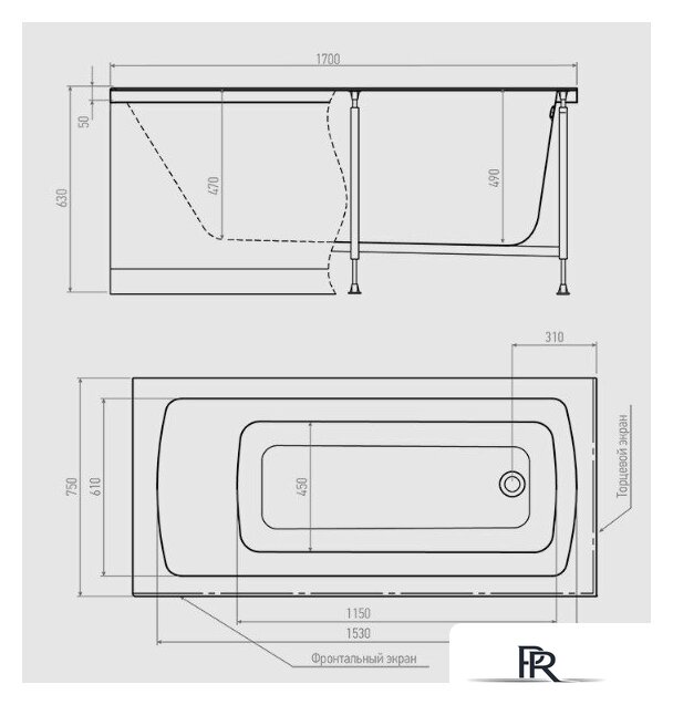 Ванна Alex Baitler Garda 170х75 - Изображение №5 — Интернет-магазин ПроЗаказ