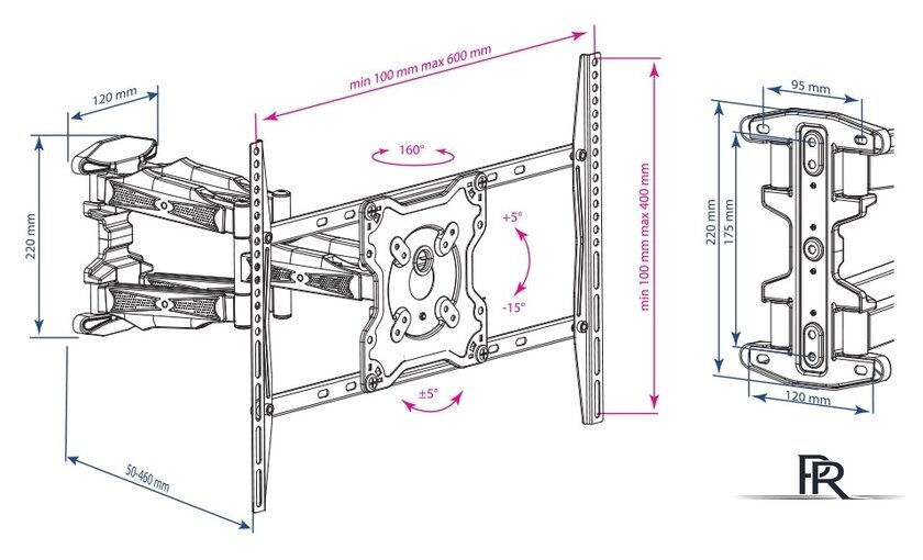 Кронштейн для телевизора Kromax ATLANTIS-46 (серый) - Изображение №5 — Интернет-магазин ПроЗаказ