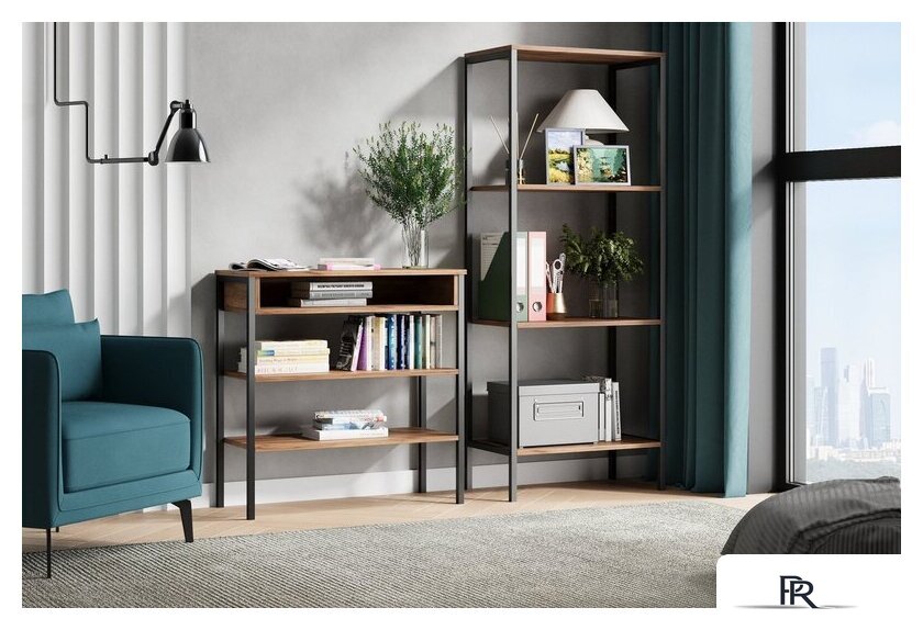 Стеллаж Mio Tesoro Mila Loft (дуб золотой крафт/черный) - Изображение №3 — Интернет-магазин ПроЗаказ