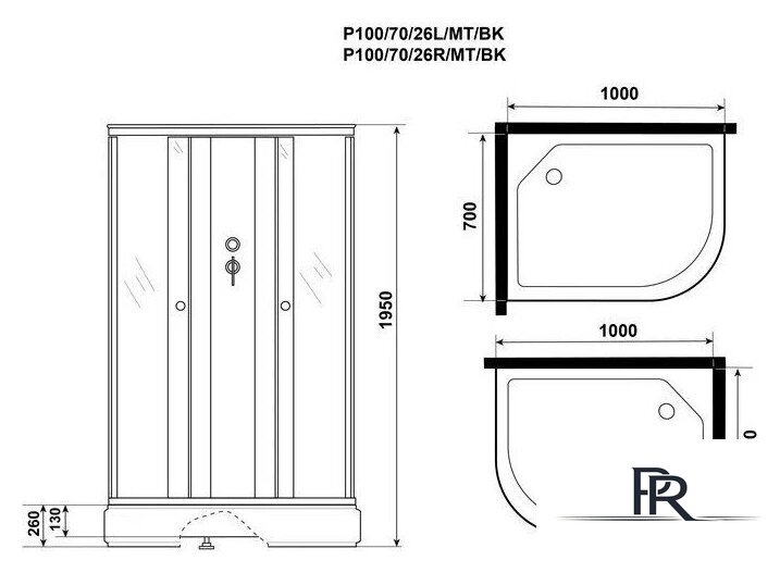 Душевая кабина Niagara Promo P100/70/26R/MT/BK 100x70x195 - Изображение №5 — Интернет-магазин ПроЗаказ