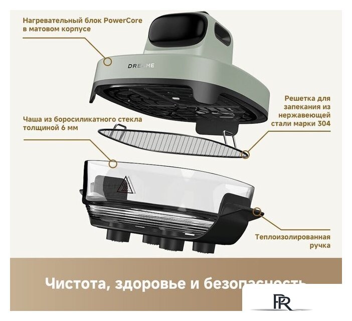 Аэрогриль (аэрофритюрница) Dreame Air Fryer PT60 (зеленый) - Изображение №21 — Интернет-магазин ПроЗаказ