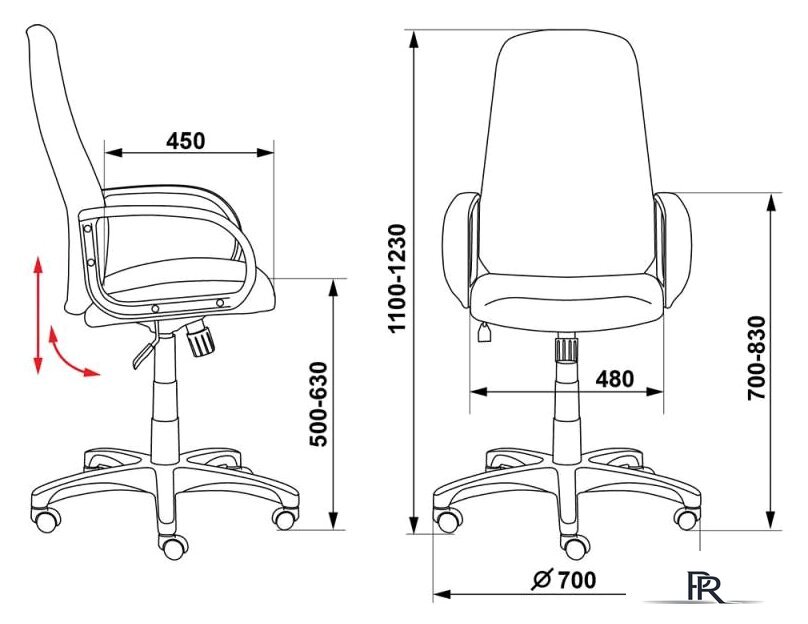 Офисное кресло Бюрократ CH-808AXSN/G (темно-серый) - Изображение №5 — Интернет-магазин ПроЗаказ