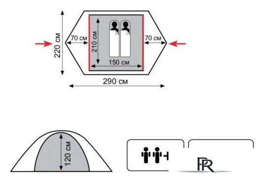 Треккинговая палатка Tramp Lite Tourist 2 - Изображение №2 — Интернет-магазин ПроЗаказ
