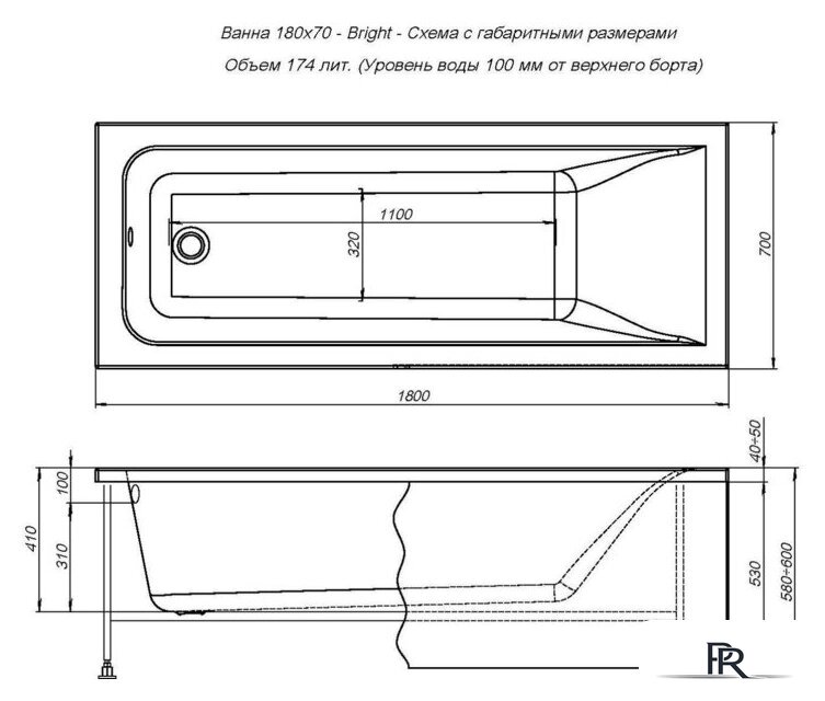 Ванна Aquanet Bright 180x70 (с каркасом и экраном) - Изображение №16 — Интернет-магазин ПроЗаказ