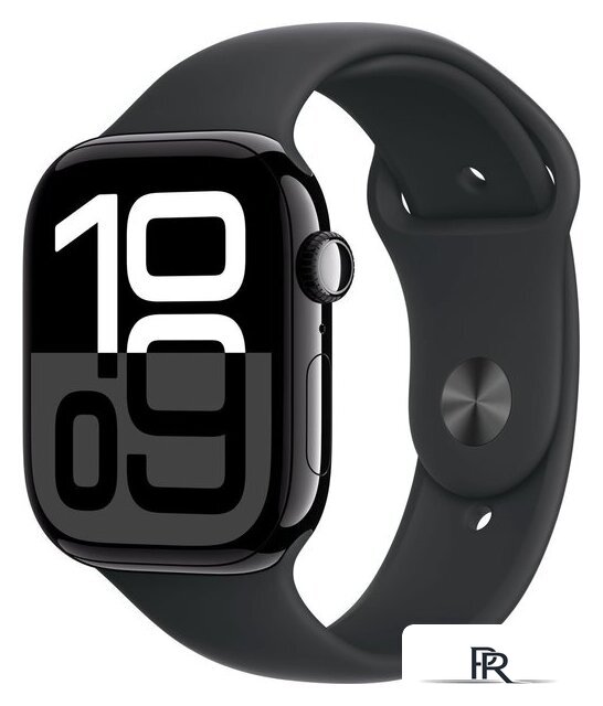 Умные часы Apple Watch Series 10 46 мм (алюминиевый корпус, черный/черный, спортивный силиконовый ремешок S/M) - Изображение №1 — Интернет-магазин ПроЗаказ