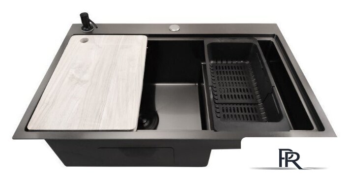 Кухонная мойка Stellar S7550NB-TU-L (нано черный, с доской) - Изображение №1 — Интернет-магазин ПроЗаказ