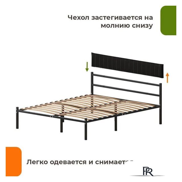 Кровать Домаклево Лофт Компакт 160x190 (черный/черный велюровый чехол) - Изображение №2 — Интернет-магазин ПроЗаказ