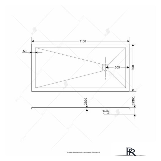 Душевой поддон RGW ST-0118G 16152811-02 80x110 - Изображение №4 — Интернет-магазин ПроЗаказ