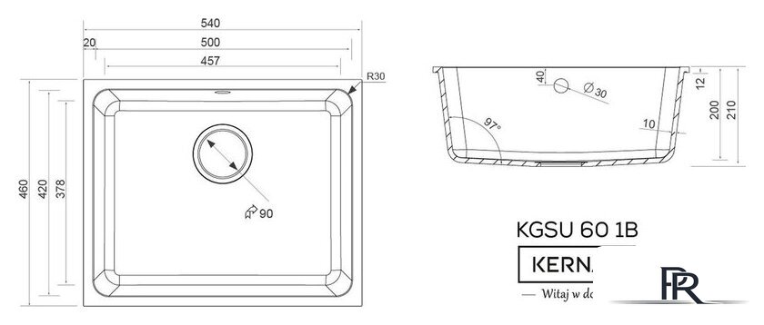 Кухонная мойка Kernau Kgs U 60 1B Black Metallic - Изображение №2 — Интернет-магазин ПроЗаказ