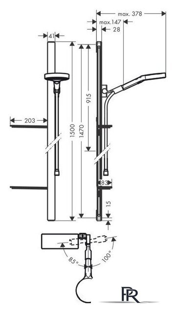 Душевой гарнитур  Hansgrohe Rainfinity 130 3jet 27674000 - Изображение №3 — Интернет-магазин ПроЗаказ