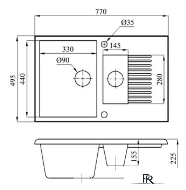 Кухонная мойка БелЭворс Forma L + смеситель W74004-2 + дозатор L405F (черный) - Изображение №9 — Интернет-магазин ПроЗаказ