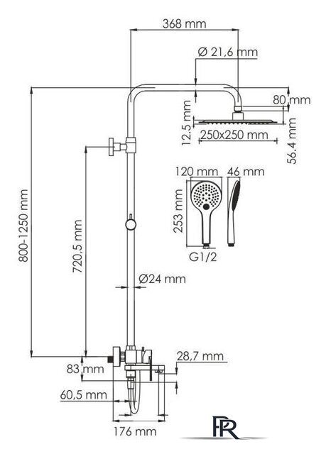 Душевая система  Wasserkraft A185.254.155.WM - Изображение №3 — Интернет-магазин ПроЗаказ