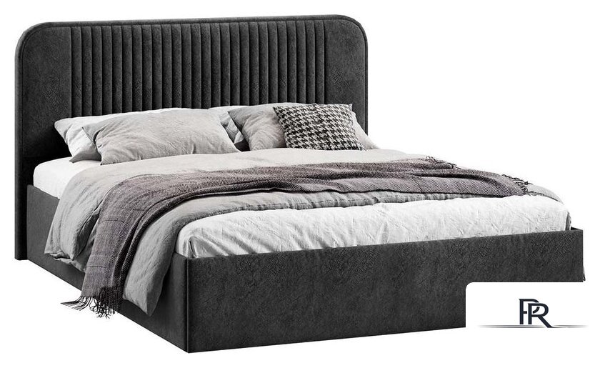 Кровать Трия Тиффани Тип 1 c ПМ и заглушиной 160x200 (микровелюр Wellmart Graphite) - Изображение №1 — Интернет-магазин ПроЗаказ
