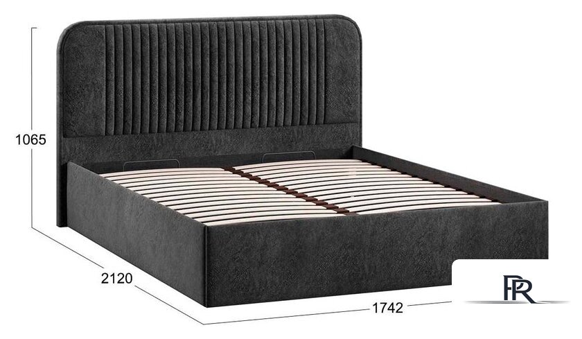 Кровать Трия Тиффани Тип 1 c ПМ и заглушиной 160x200 (микровелюр Wellmart Graphite) - Изображение №4 — Интернет-магазин ПроЗаказ