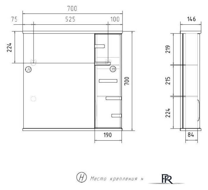  Volna Шкаф с зеркалом Joli 70 R (белый) - Изображение №10 — Интернет-магазин ПроЗаказ