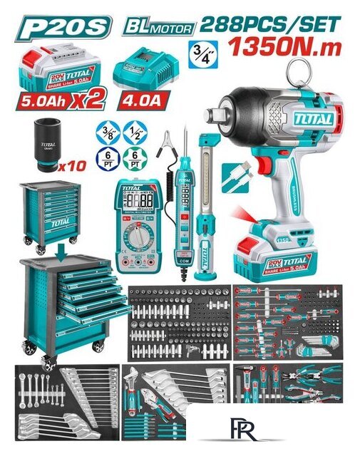 Гайковерт Total THPTCS82882 (с 2-мя АКБ, кейс, набор инструментов) - Изображение №1 — Интернет-магазин ПроЗаказ