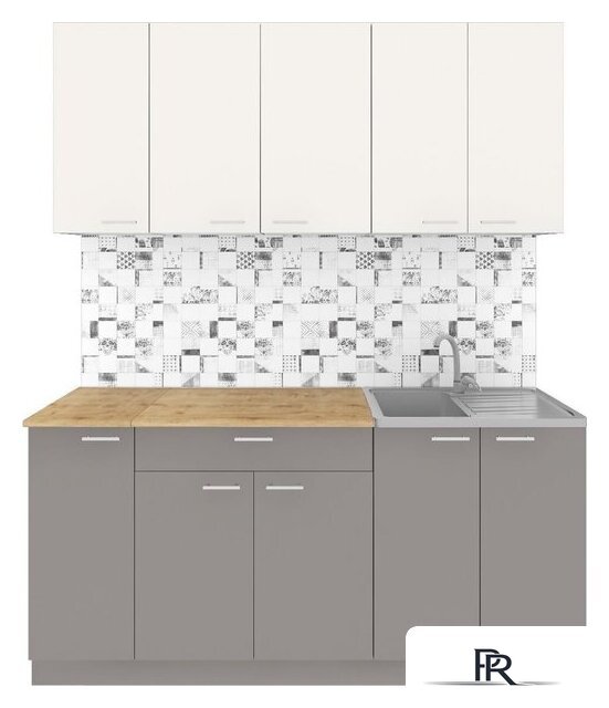 Готовая кухня Агута Альфа 1.7 (глиняный серый/сатин/дуб бунратти) - Изображение №1 — Интернет-магазин ПроЗаказ