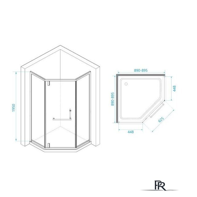 Душевой уголок RGW HO-084 350608499-21 90x90 (хром/матовое-сатинат стекло) - Изображение №5 — Интернет-магазин ПроЗаказ