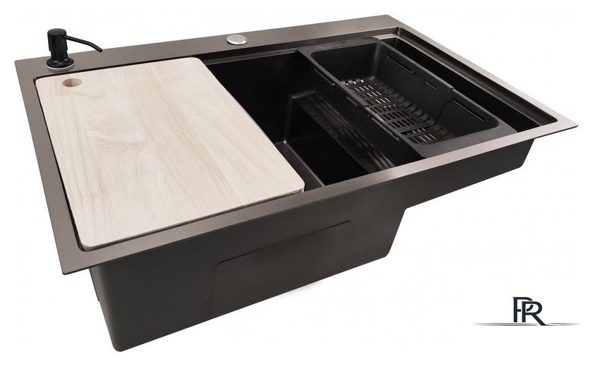 Кухонная мойка Stellar S6550NB-TU-L (нано черный, с доской) - Изображение №2 — Интернет-магазин ПроЗаказ
