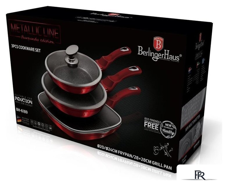 Набор сковород Berlinger Haus Burgundy Metallic Line BH-6189 - Изображение №4 — Интернет-магазин ПроЗаказ