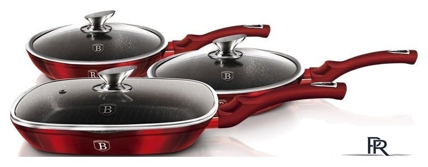 Набор сковород Berlinger Haus Burgundy Metallic Line BH-6189 - Изображение №3 — Интернет-магазин ПроЗаказ