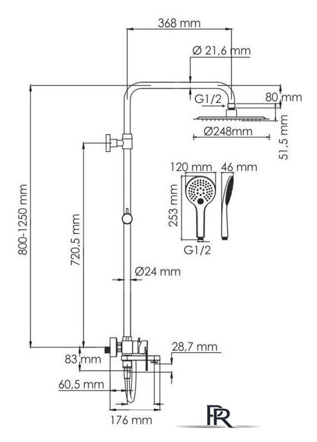 Душевая система  Wasserkraft A185.257.155.WM - Изображение №3 — Интернет-магазин ПроЗаказ