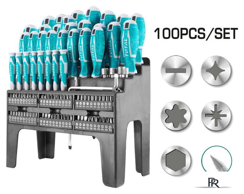 Набор отверток Total THT2506100 (100 предметов) - Изображение №1 — Интернет-магазин ПроЗаказ