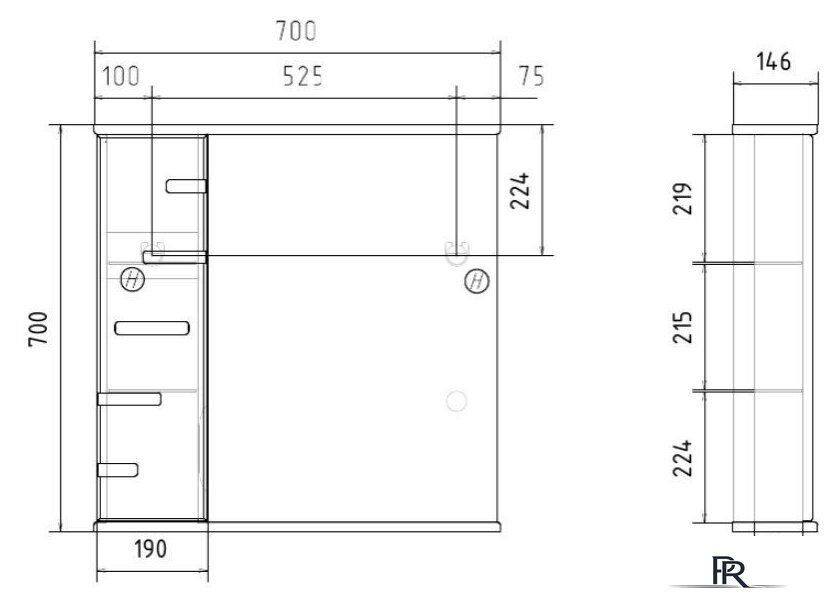  Volna Шкаф с зеркалом Joli 70 L (белый) - Изображение №7 — Интернет-магазин ПроЗаказ
