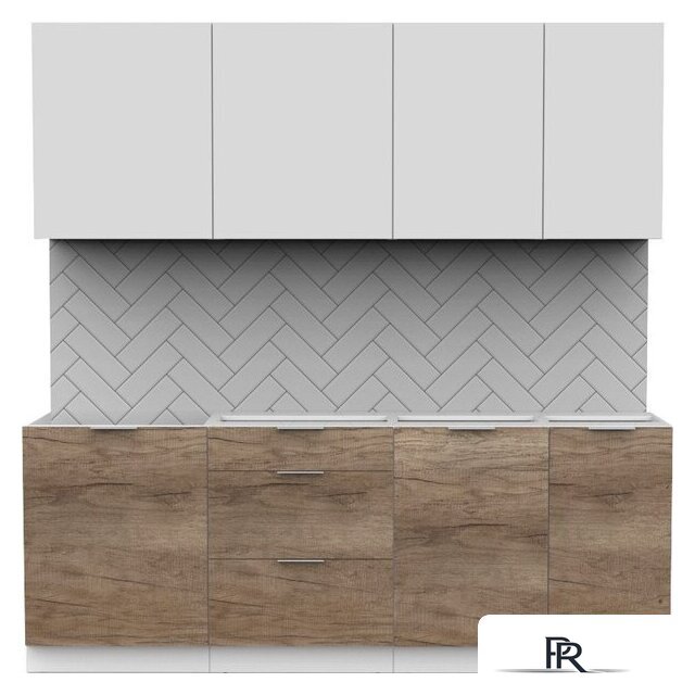 Готовая кухня Интермебель Микс Топ-6 2.1м без столешницы (белый премиум/дуб каньон) - Изображение №1 — Интернет-магазин ПроЗаказ