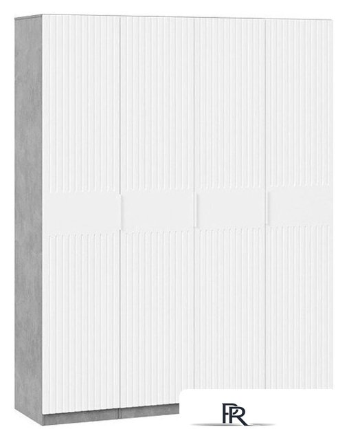 Шкаф распашной Трия Хилтон комбинированный с 4-мя дверями (ателье светлый/белый матовый) - Изображение №1 — Интернет-магазин ПроЗаказ