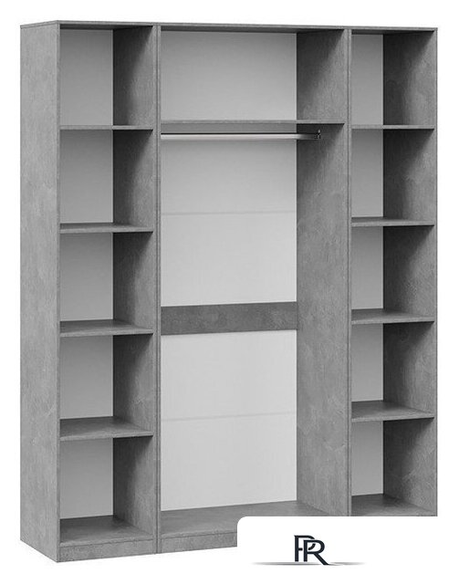 Шкаф распашной Трия Хилтон комбинированный с 4-мя дверями (ателье светлый/белый матовый) - Изображение №2 — Интернет-магазин ПроЗаказ