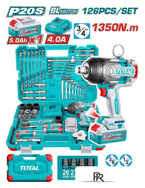 Гайковерт Total THKTHP31262 (с 1-им АКБ, кейс, набор инструментов) - Изображение №1 — Интернет-магазин ПроЗаказ