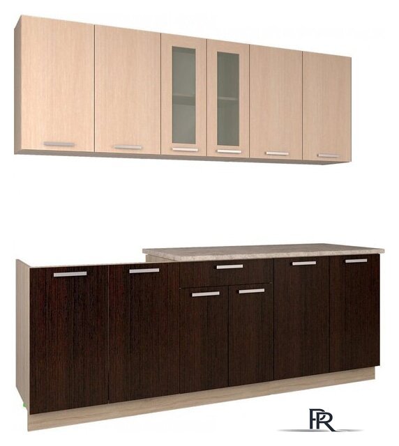 Готовая кухня Интерлиния Мила 22 (дуб молочный/дуб венге) - Изображение №1 — Интернет-магазин ПроЗаказ