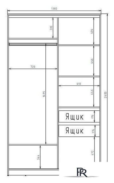 Шкаф-купе Рэйгрупп 138450 YYX Elgon РГ-05.03 (ясень снежный/ясень снежный/хром) - Изображение №5 — Интернет-магазин ПроЗаказ