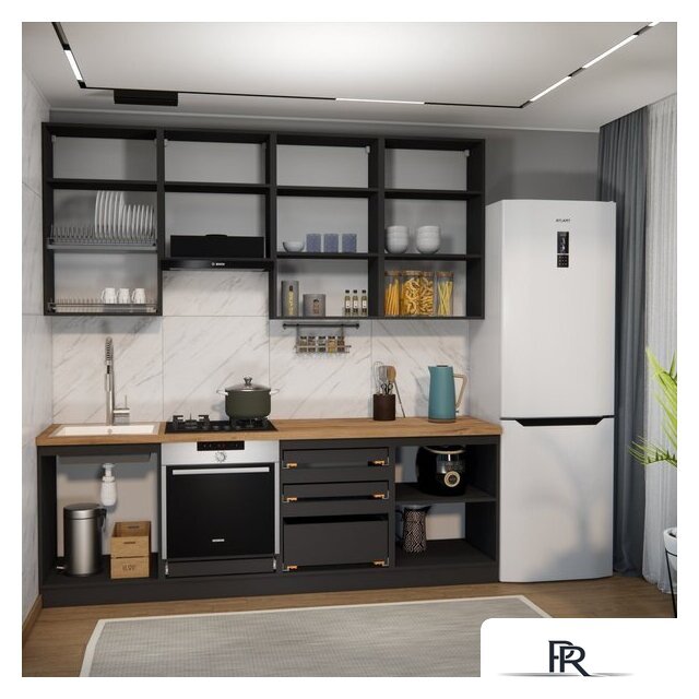 Готовая кухня ВерсоМебель Эко Премиум 2.4 (белый фасадный/ст. дуб вотан) - Изображение №6 — Интернет-магазин ПроЗаказ