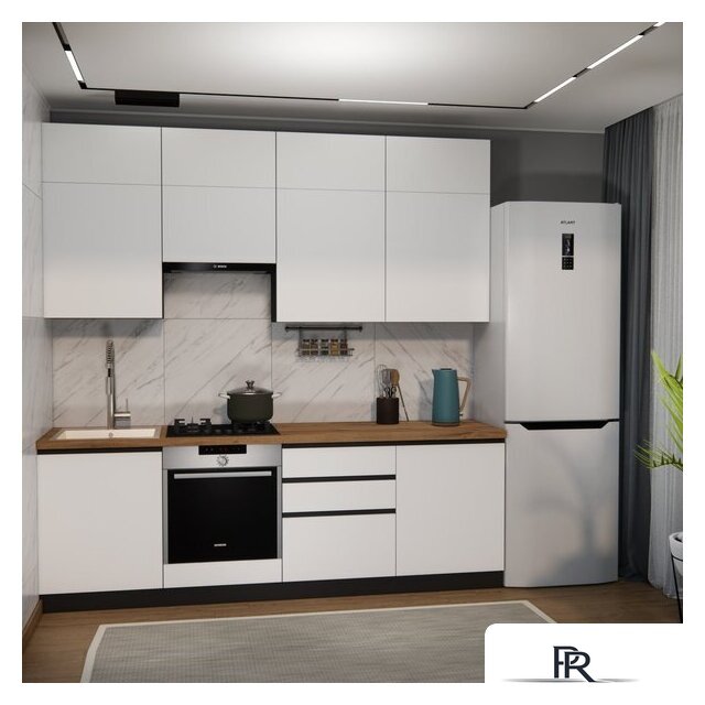 Готовая кухня ВерсоМебель Эко Премиум 2.4 (белый фасадный/ст. дуб вотан) - Изображение №7 — Интернет-магазин ПроЗаказ