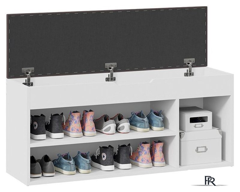 Банкетка Трия Тип 12 (белый ясень/велюр серый) - Изображение №4 — Интернет-магазин ПроЗаказ